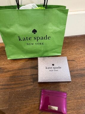 NWT Kate Spade New York Patent Leather Slim Card Holder – Dark Raspberry